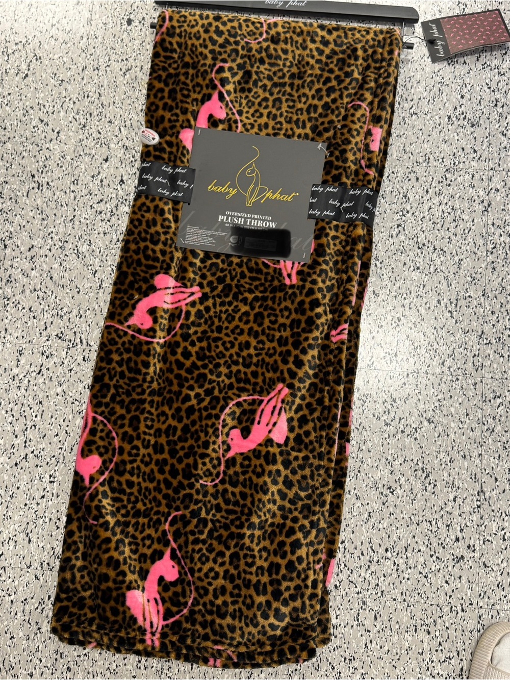 Baby Phat Leopard Print Plush Throw with Pink Cat Motif